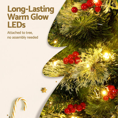 1.8m Jingle Jollys LED Christmas Tree Red Berries