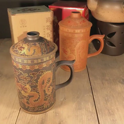 Traditional Chinese Dragon Clay Tea Mug